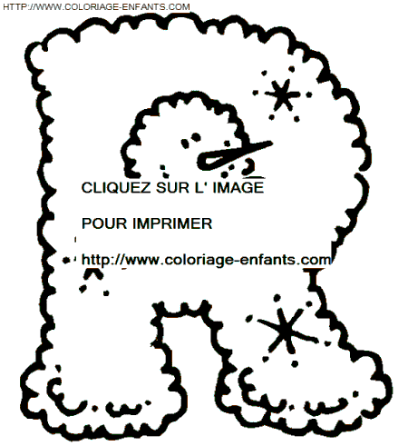 coloriage bonhomme neige lettre R