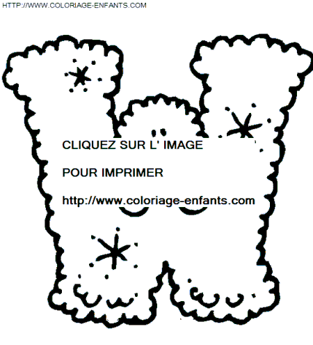 coloriage bonhomme neige lettre W