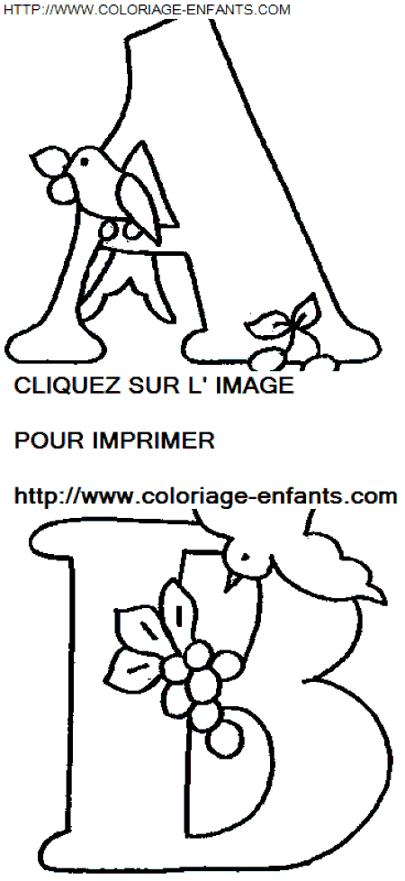 coloriage Alphabet Oiseaux