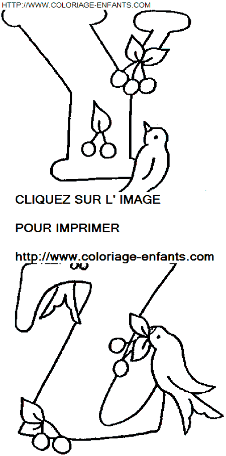 coloriage Alphabet Oiseaux