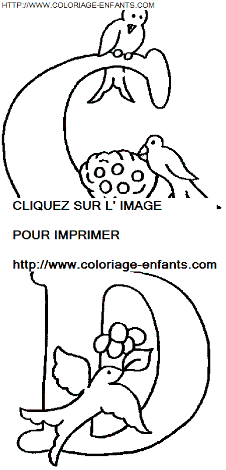 coloriage Alphabet Oiseaux