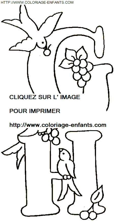 coloriage Alphabet Oiseaux