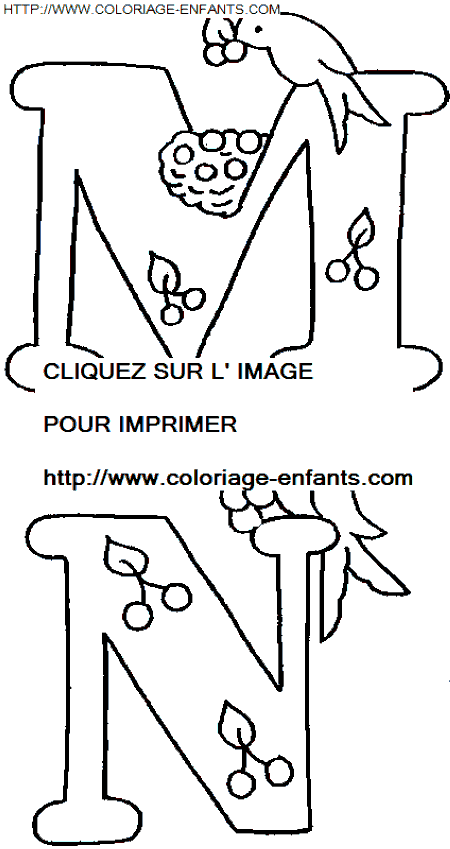 coloriage Alphabet Oiseaux