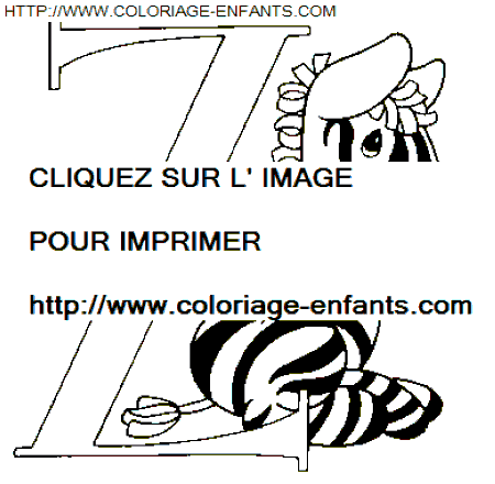 coloriage Alphabet Personnages lettre Z