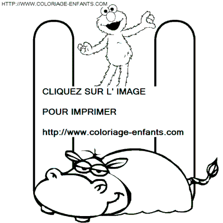 coloriage alphabet rue sesame lettre h avec elmo