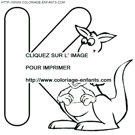 coloriage alphabet rue sesame lettre k avec bebe ourson