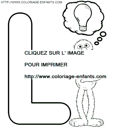 coloriage alphabet rue sesame lettre l avec grover