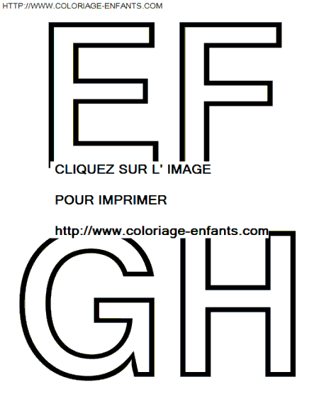 coloriage Alphabet Simple avec les lettres EFGH