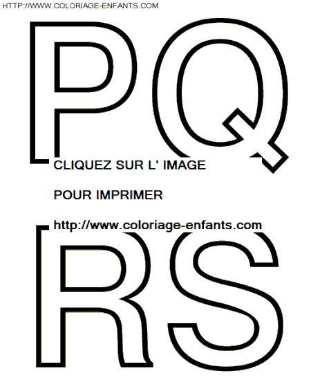 coloriage Alphabet Simple avec les lettres PQRS