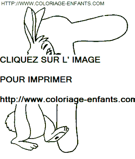coloriage Alphabet Winnie lettre F avec le lapin