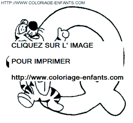 coloriage Alphabet Winnie lettre Q avec Tigrou