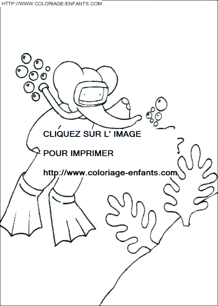 coloriage babar alexandre fait de la plongee