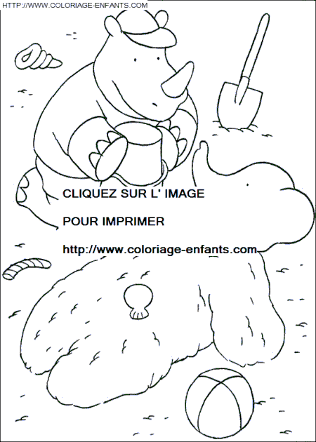 coloriage babar alexandre sur la plage