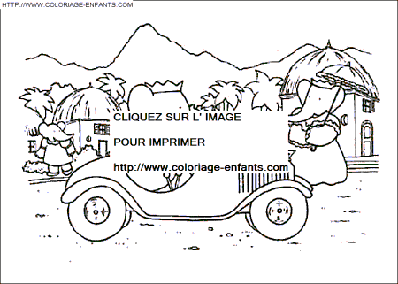 coloriage babar va chercher celeste