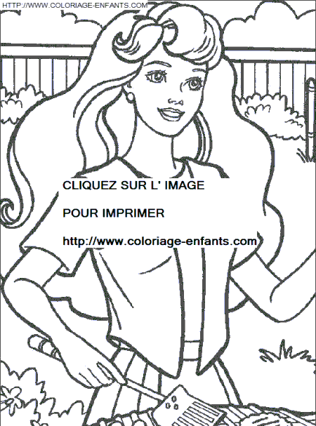 coloriage barbie au barbecue