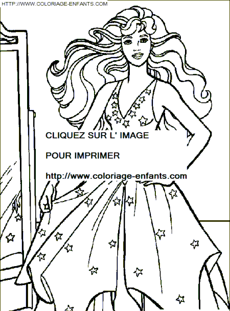 coloriage barbie habillee en casse noisette