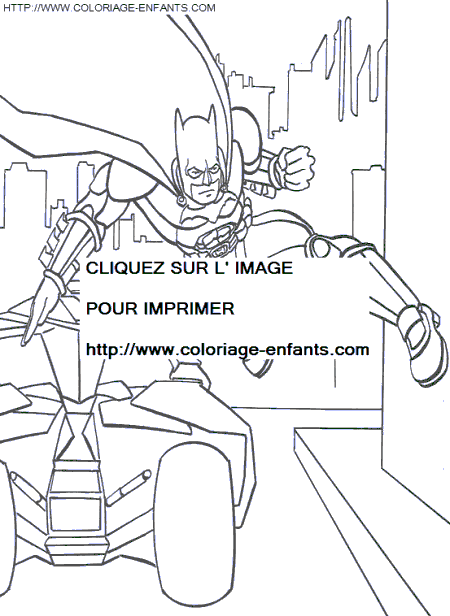 coloriage batman sautant de sa batmobile