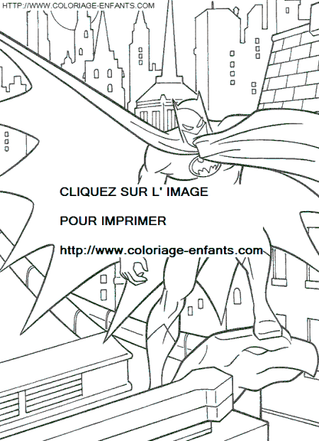 coloriage batman sauvant la ville