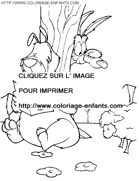 coloriage bip bip le coyotte onserve un mouton