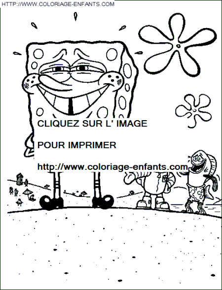 coloriage bob eponge a pris un coup de soleil