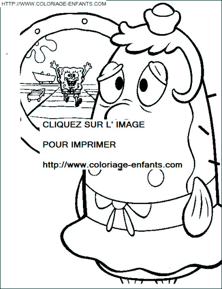 coloriage bob eponge arrivant chez sa fiancee