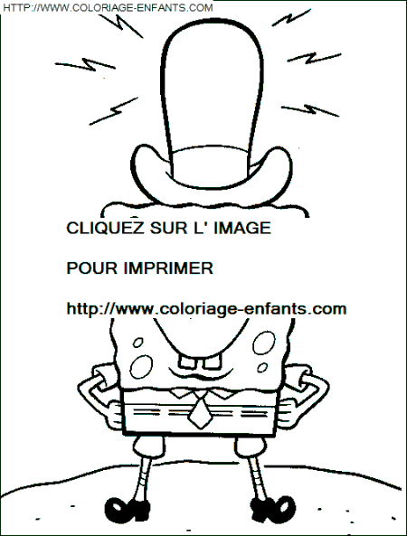 coloriage bob eponge avec son chapeau