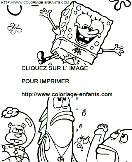 coloriage bob eponge heureux bob