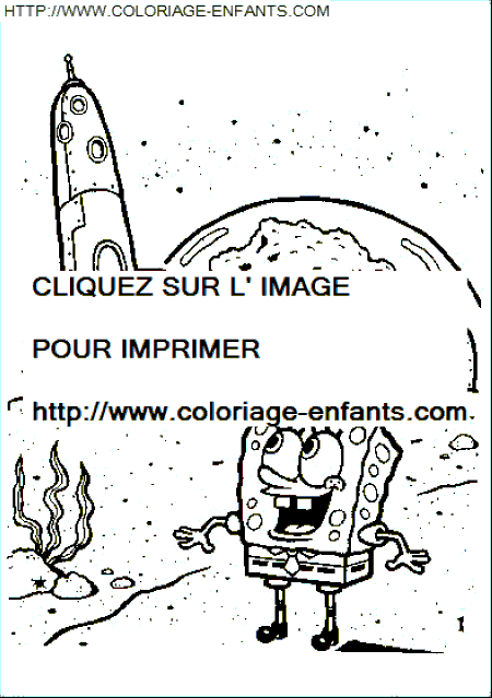 coloriage bob eponge la fusee attend bob