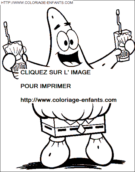 coloriage bob eponge patrick avec ses boissons