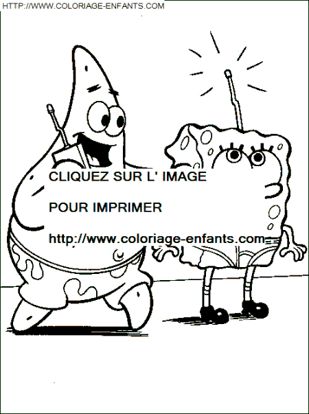 coloriage bob eponge patrick et bob en communication