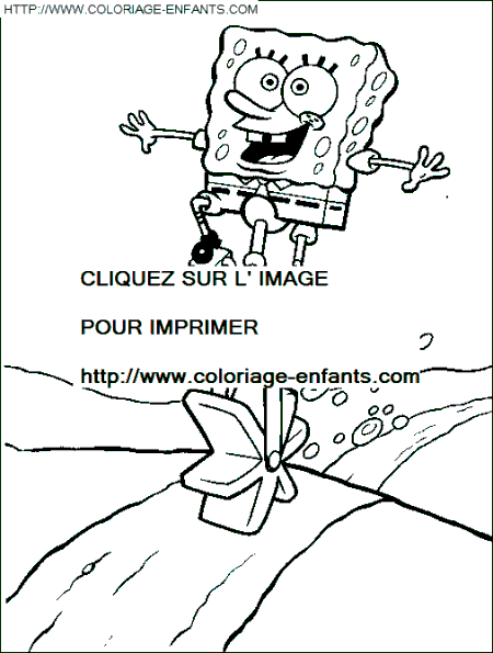 coloriage bob eponge pedalant sur les dunes