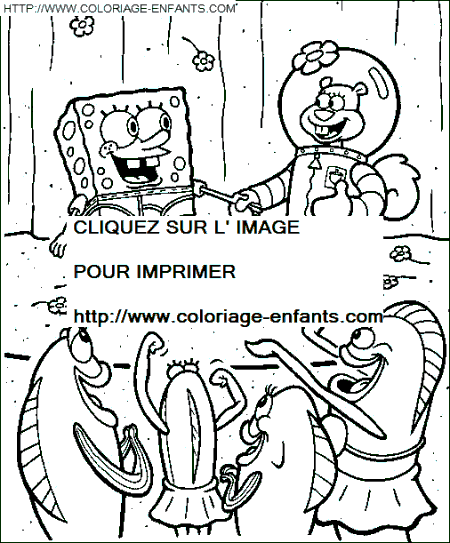 coloriage bob eponge sandy et bob sur scene