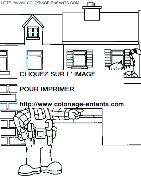 coloriage bob le bricoleur devant sa maison