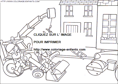 coloriage bob le bricoleur manoeuvre la grue