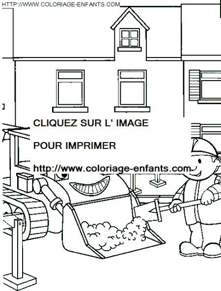 coloriage bob le bricoleur met du sable dans scoup