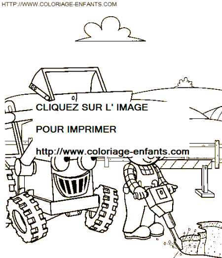 coloriage bob le bricoleur perce le sol