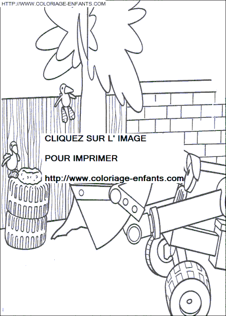 coloriage bob le bricoleur scoup avec des oiseaux