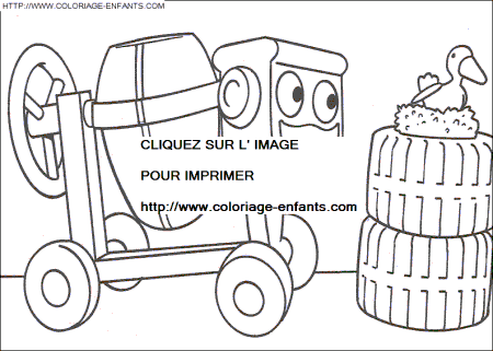 coloriage bob le bricoleur tourneboule devant le nid des oiseaux