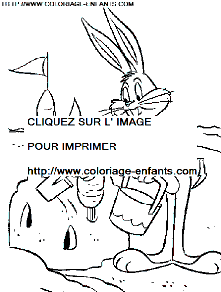 coloriage bugs bunny a la plage