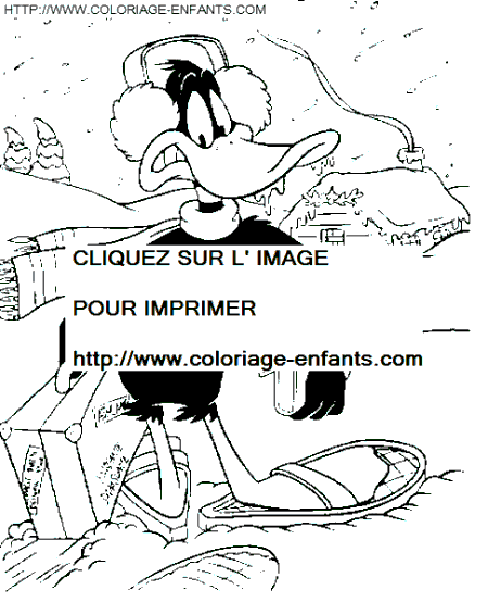 coloriage bugs bunny duffy duck dans la neige