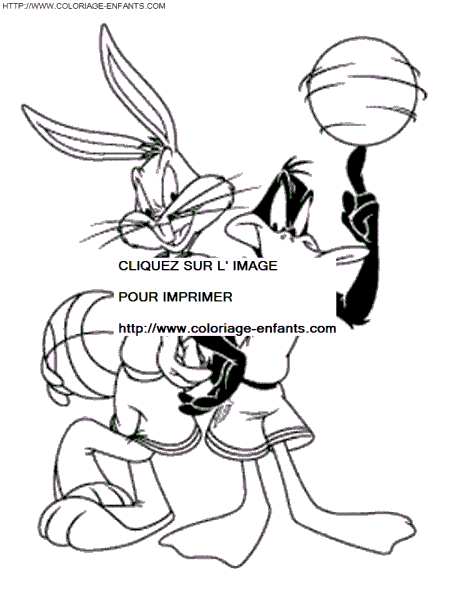 coloriage bugs bunny et duffy duck au basket