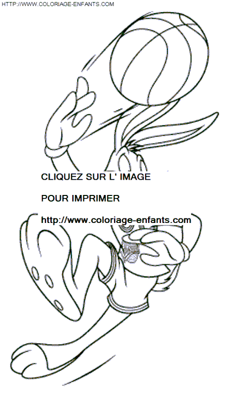 coloriage bugs bunny joue au basket