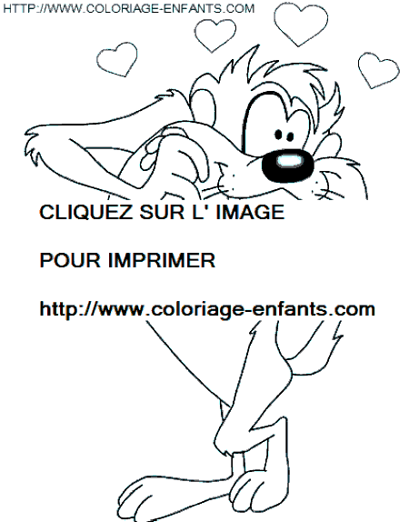 coloriage bugs bunny le diable de tasmanie amoureux