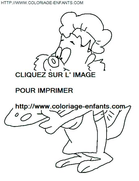 coloriage bugs bunny le diable de tasmanie cuisinier