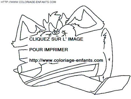 coloriage bugs bunny le diable de tasmanie en avion