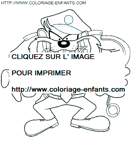 coloriage bugs bunny le diable de tasmanie policier