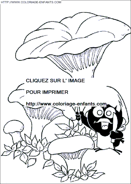 coloriage calimero sous les champignons