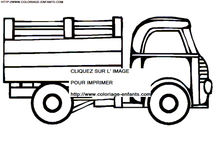 coloriage camion remorque en bois