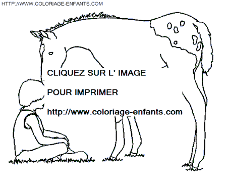 coloriage cheval ami des enfants