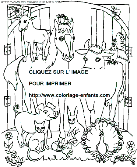 coloriage cheval avec ses amis